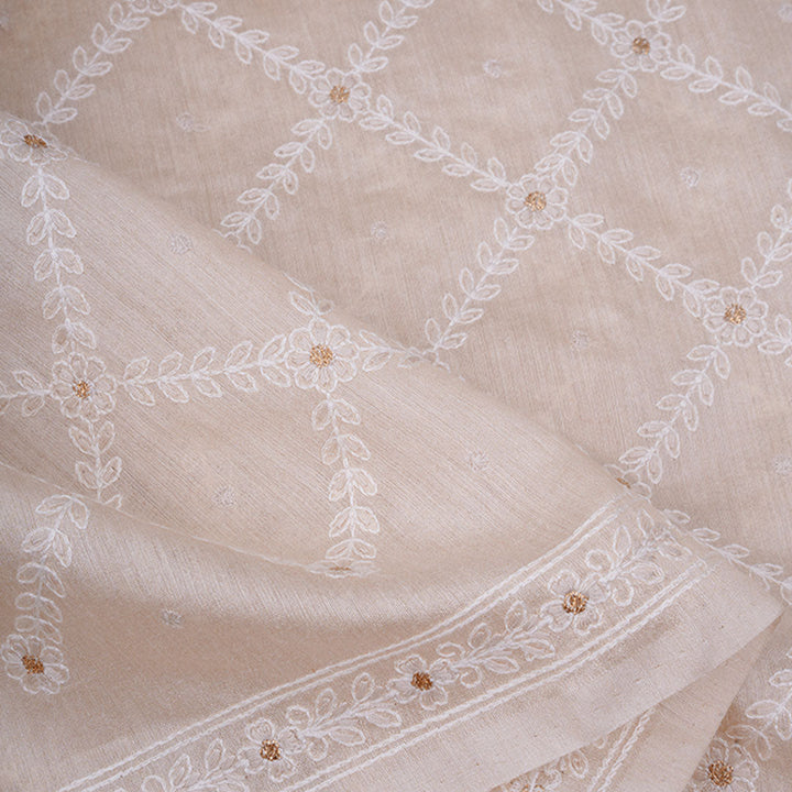 Soft Cream Moonga Embroidery Fabric