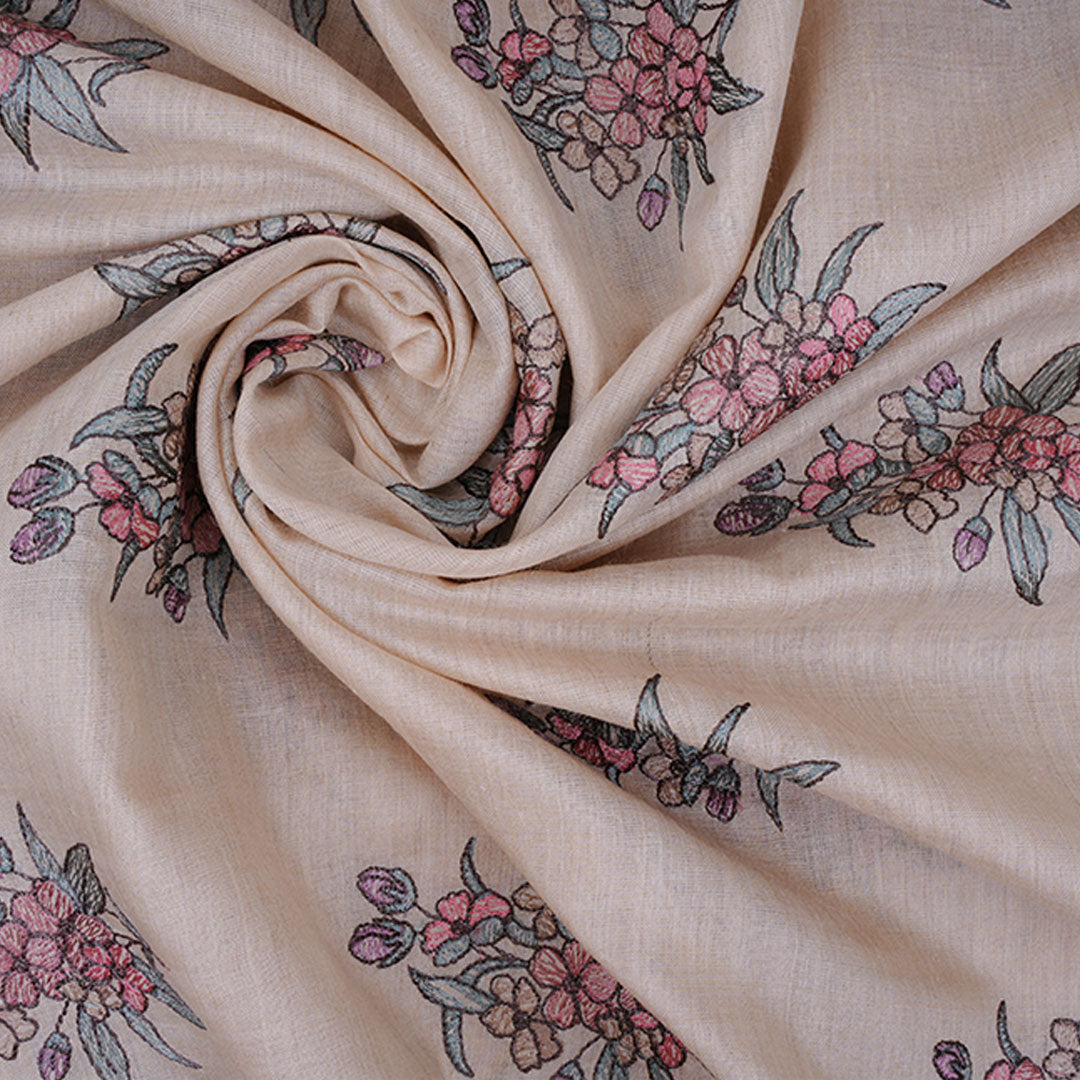 Pastel Peach Moonga Embroidery Fabric