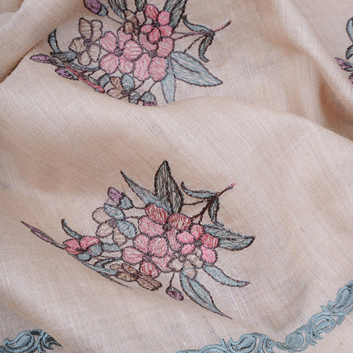 Pastel Peach Moonga Embroidery Fabric