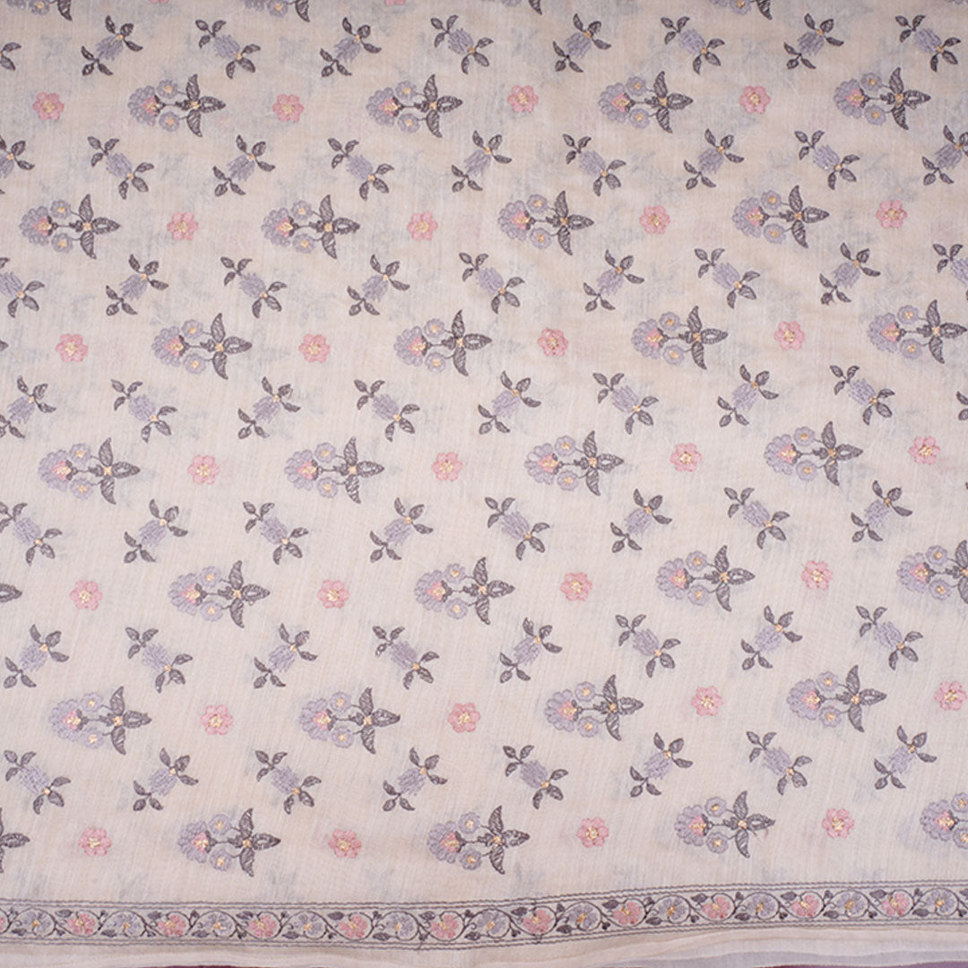 Light Peach Moonga Embroidery Fabric