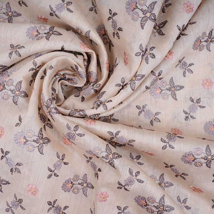 Light Peach Moonga Embroidery Fabric