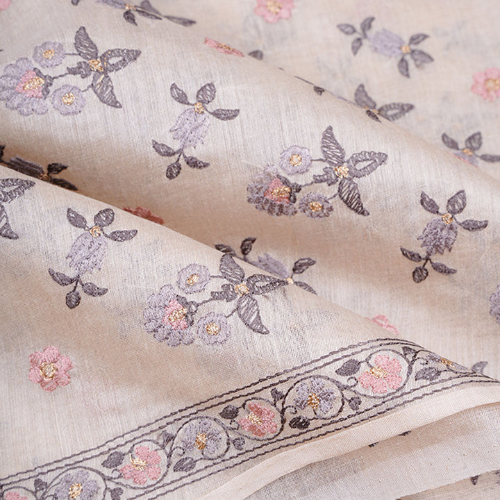 Light Peach Moonga Embroidery Fabric