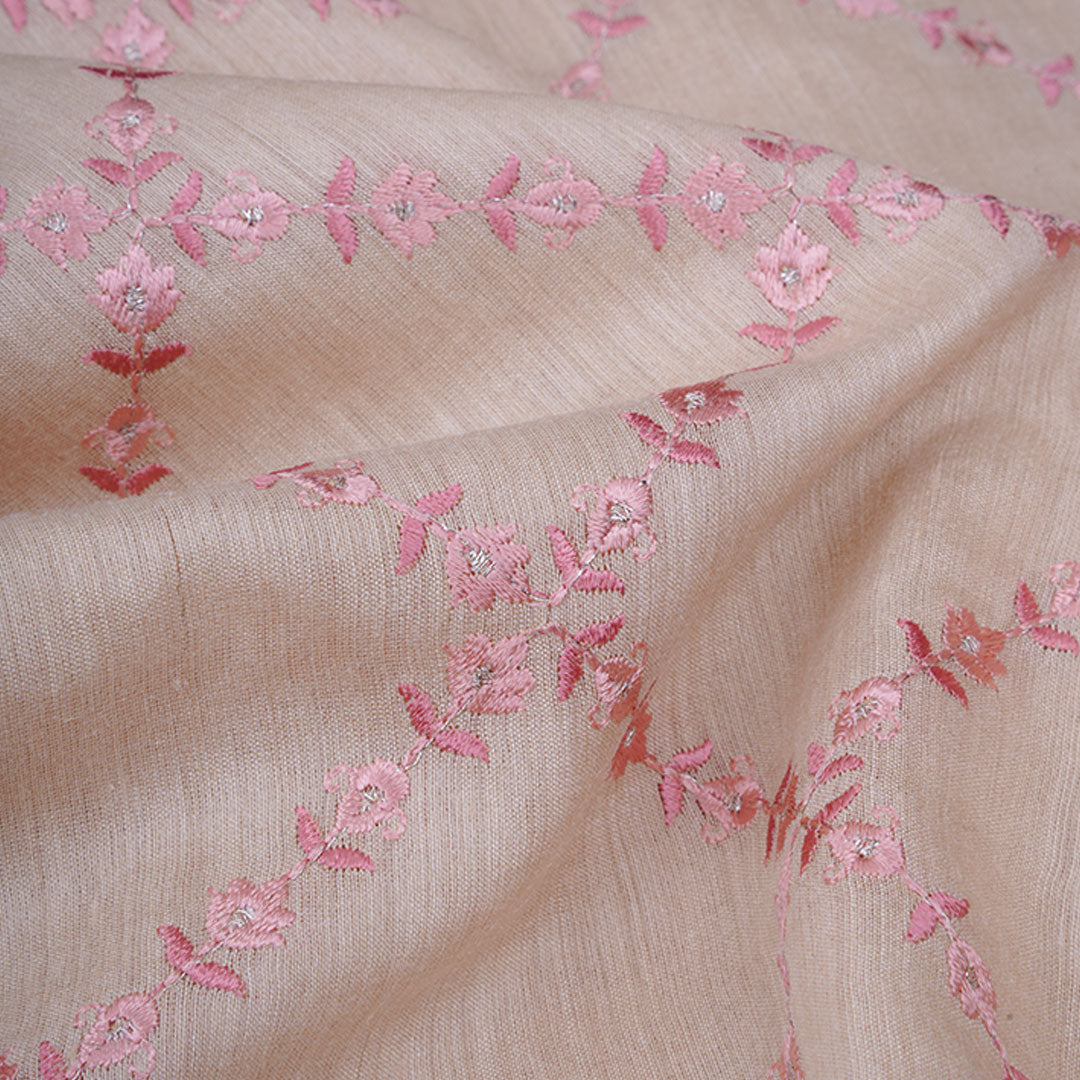 Cocoa Cream Moonga Embroidery Fabric