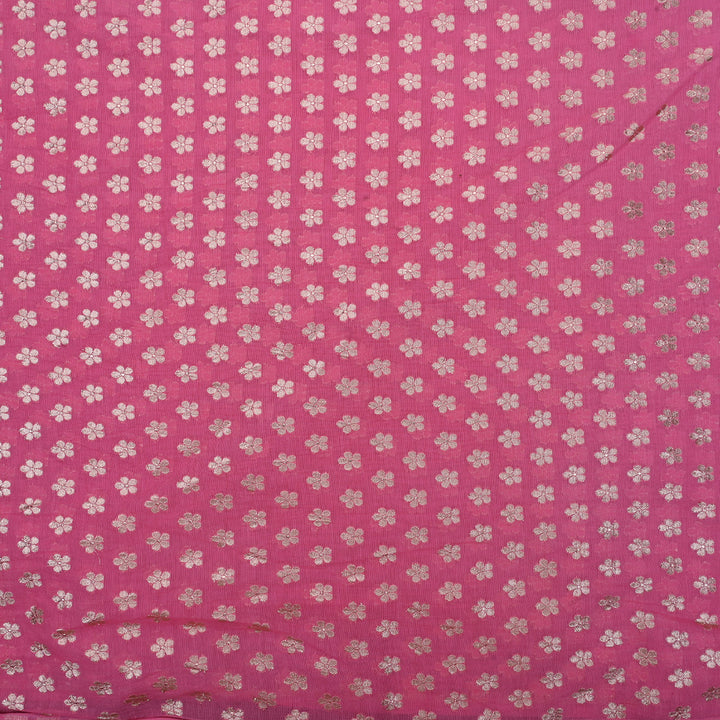 Candy Pink Floral Butti Chanderi Fabric