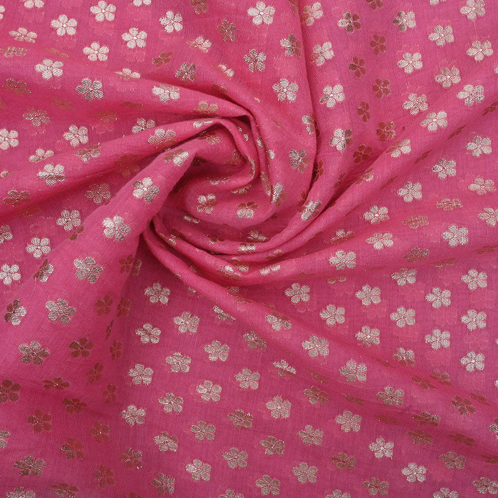 Candy Pink Floral Butti Chanderi Fabric