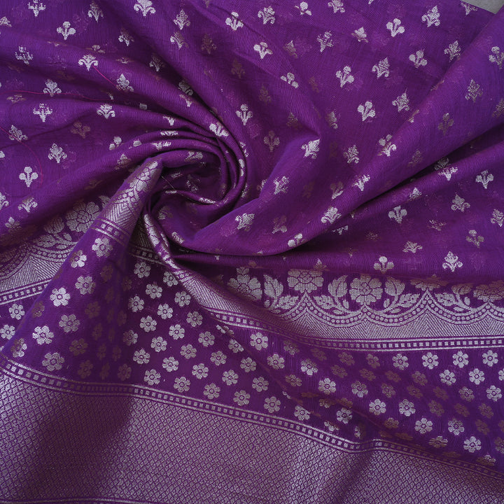 Eminence Purple Chanderi Banarasi Silk Fabric