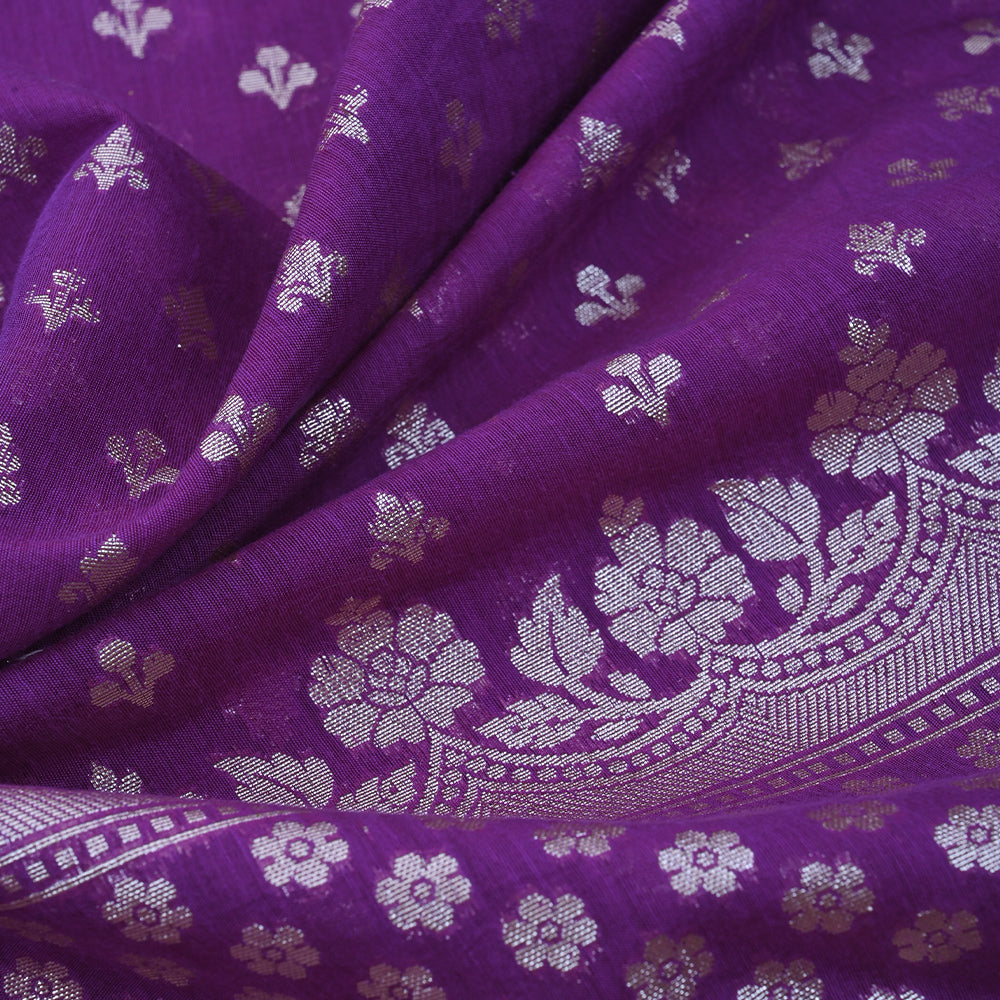 Eminence Purple Chanderi Banarasi Silk Fabric