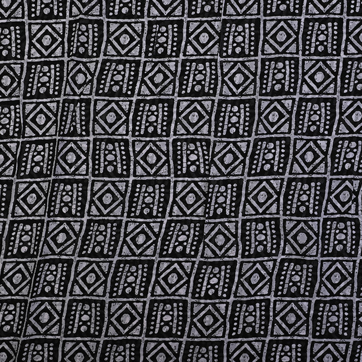 Night Black Printed Georgette Fabric With Geometrical Pattern