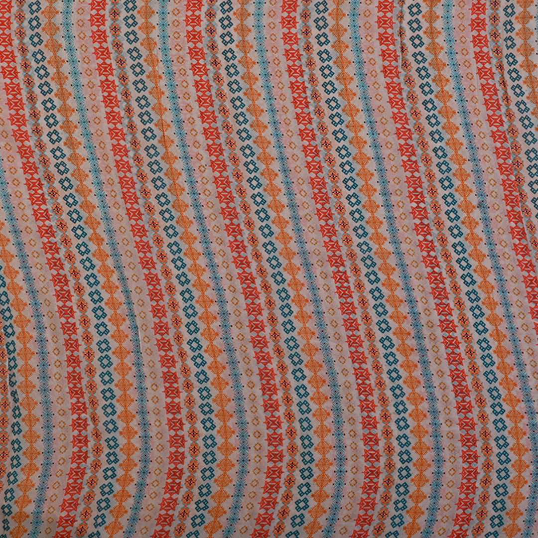 Half White Printed Georgette Fabric