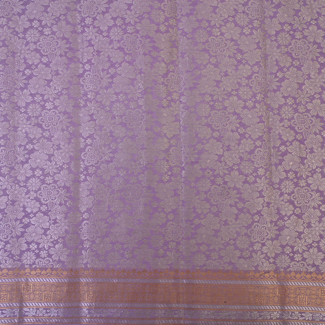 Pastel Lavender Banarasi Silk Fabric With Zari Weaving