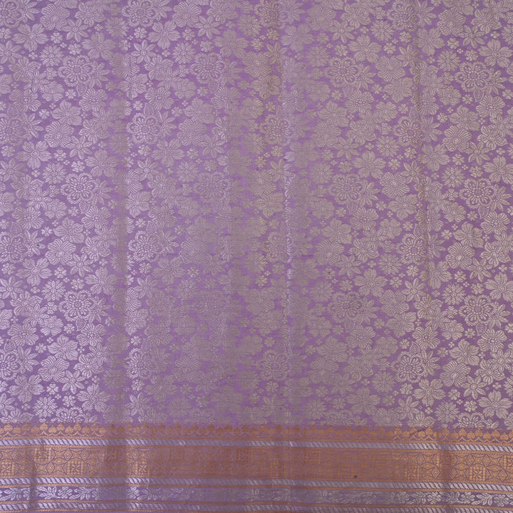 Pastel Lavender Banarasi Silk Fabric With Zari Weaving