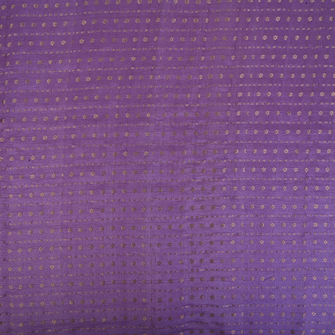 Pastel Lavender Moonga Tussar Fabric With Floral Buttis