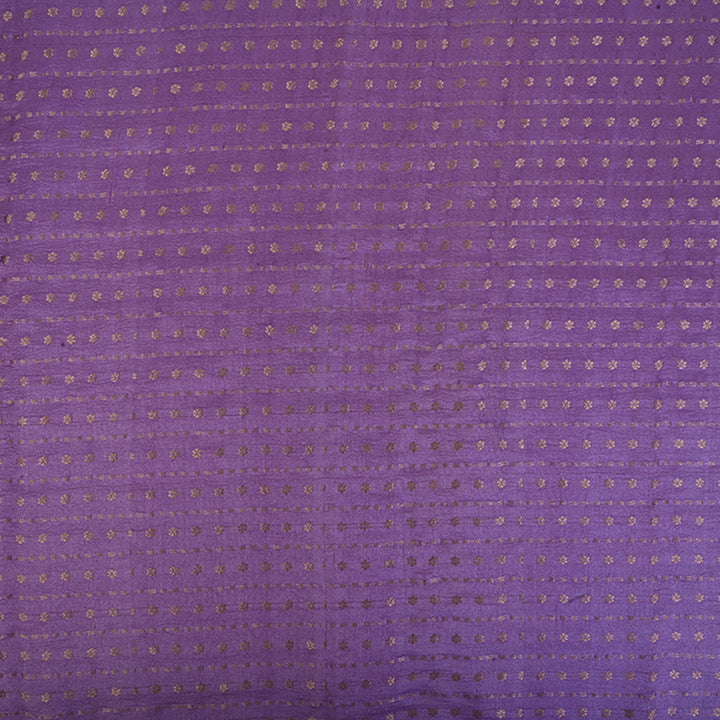 Pastel Lavender Moonga Tussar Fabric With Floral Buttis