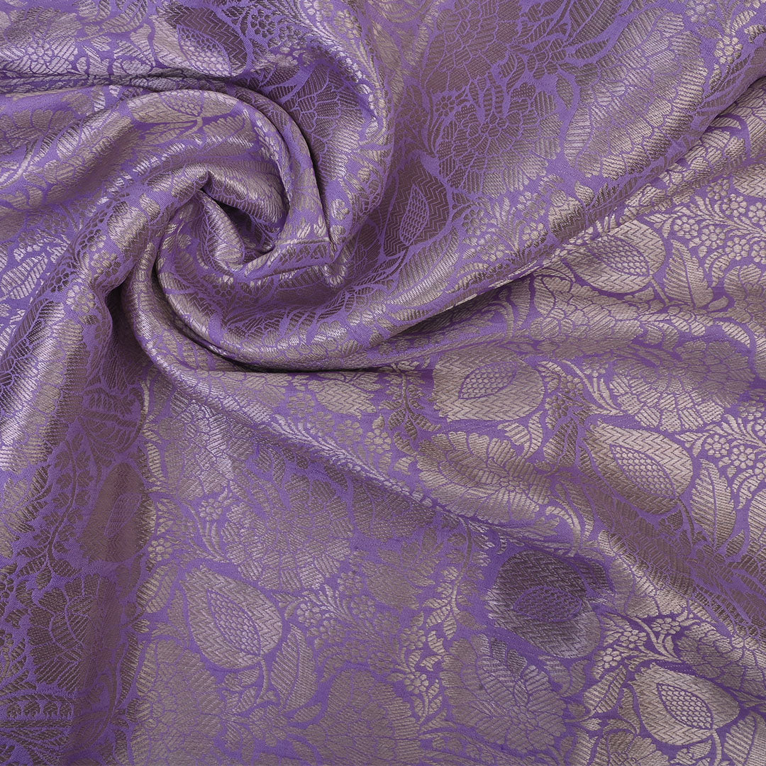 Iris Purple Banarasi Silk Fabric With Jaal Pattern