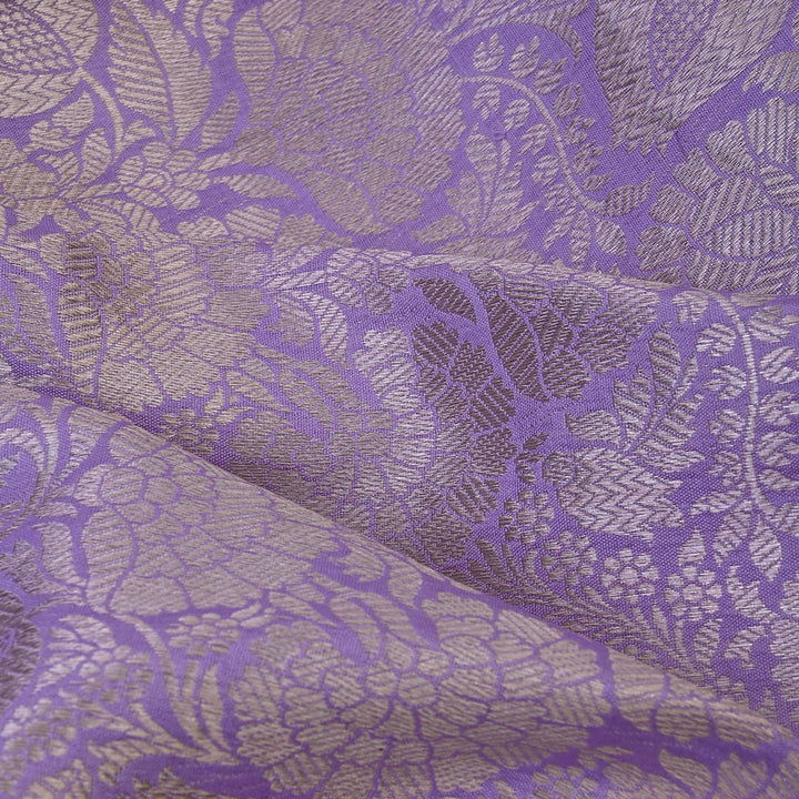 Iris Purple Banarasi Silk Fabric With Jaal Pattern