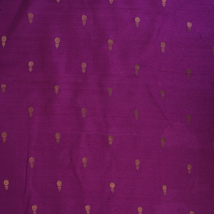 Deep Purple Moonga Tussar Fabric With Buttis