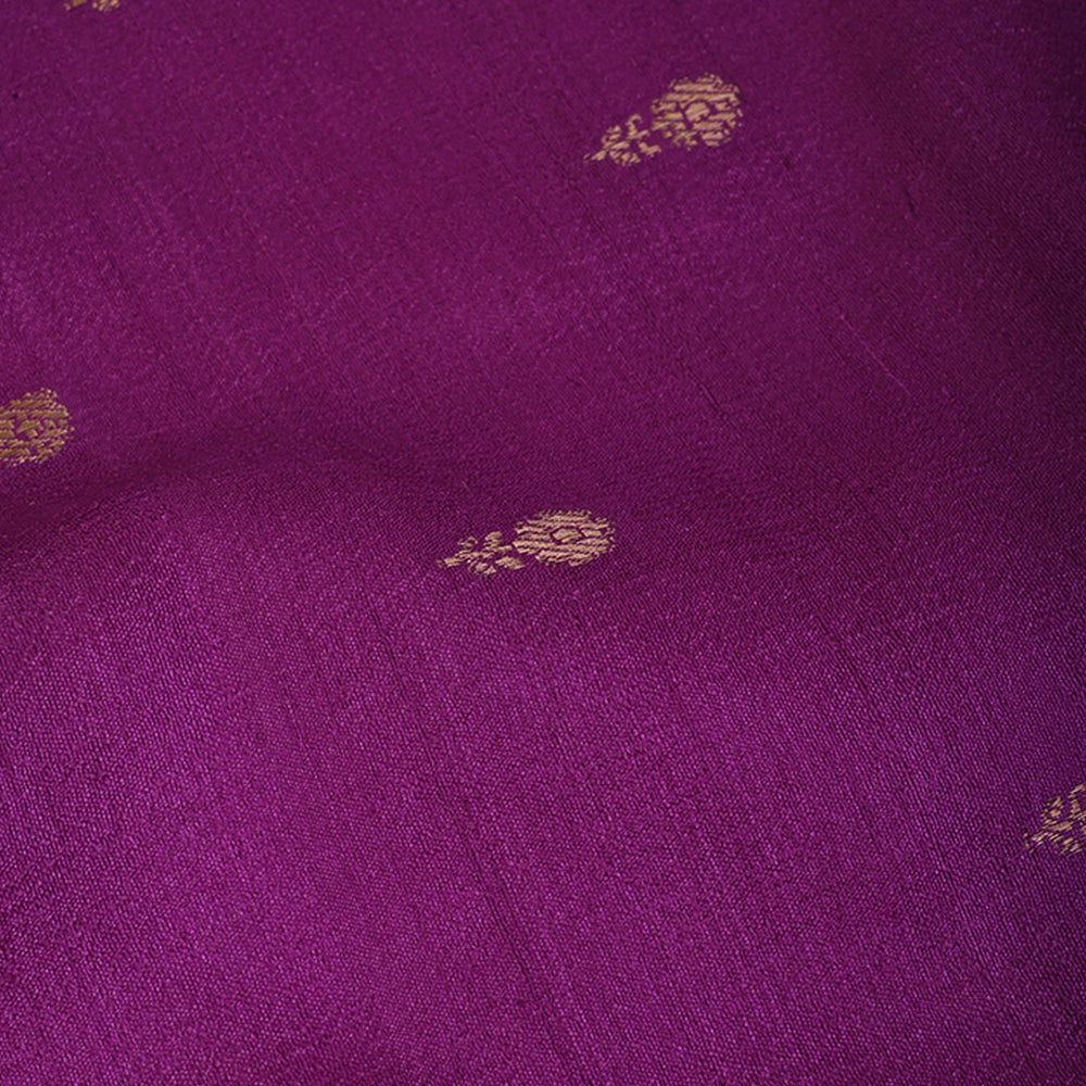 Deep Purple Moonga Tussar Fabric With Buttis