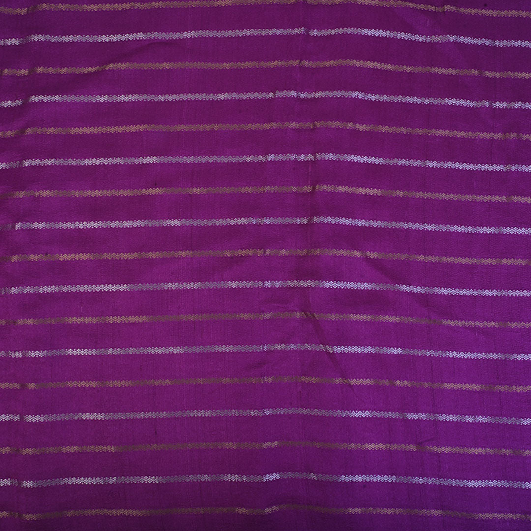 Pansy Purple Moonga Tussar Fabric With Stripes