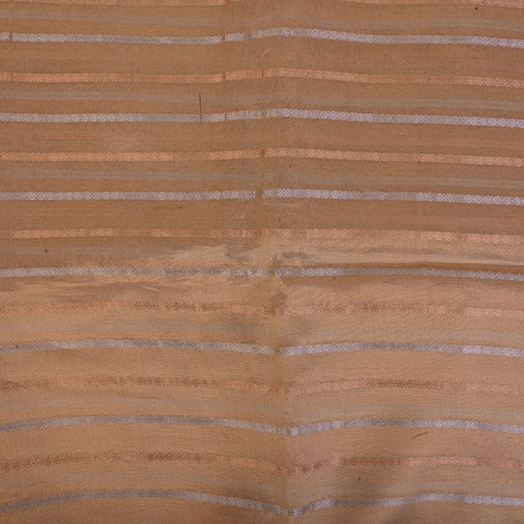 Gold Organza Tissue Fabric With Stripes