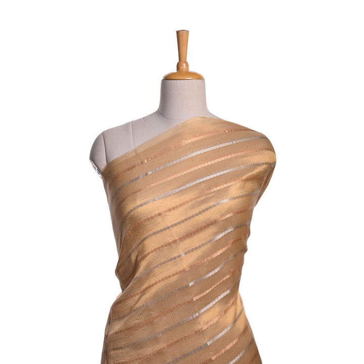 Gold Organza Tissue Fabric With Stripes