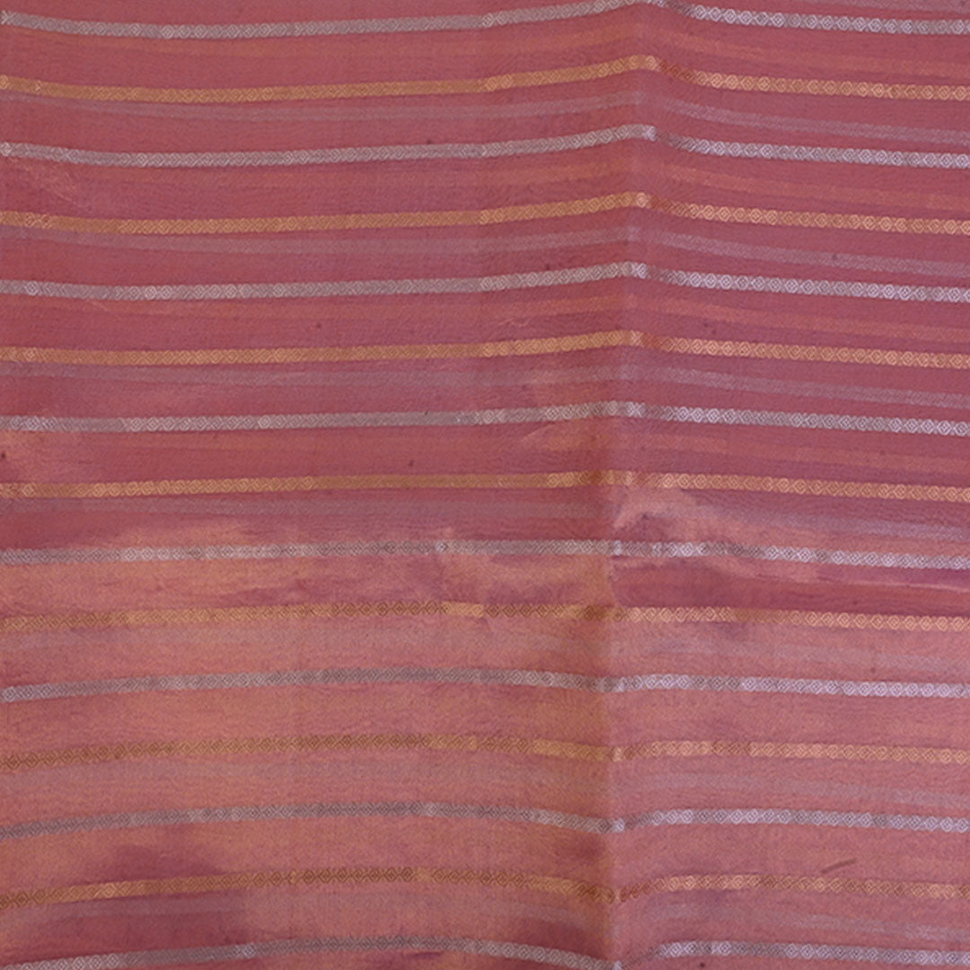 Pastel Pink Organza Tissue Fabric With Stripes