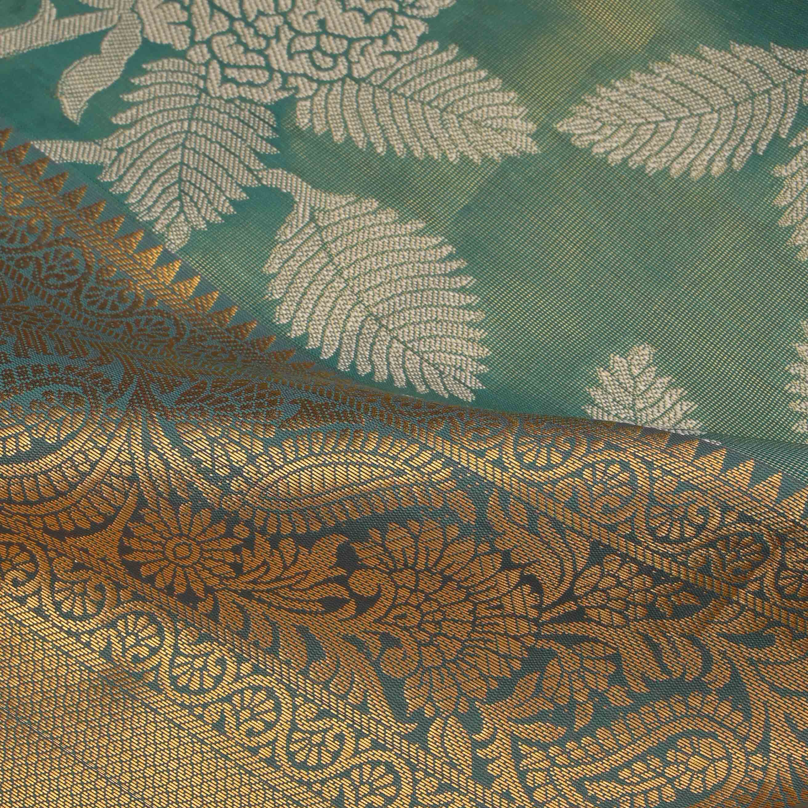Paris Green Kanjivaram Tissue Floral Fabric