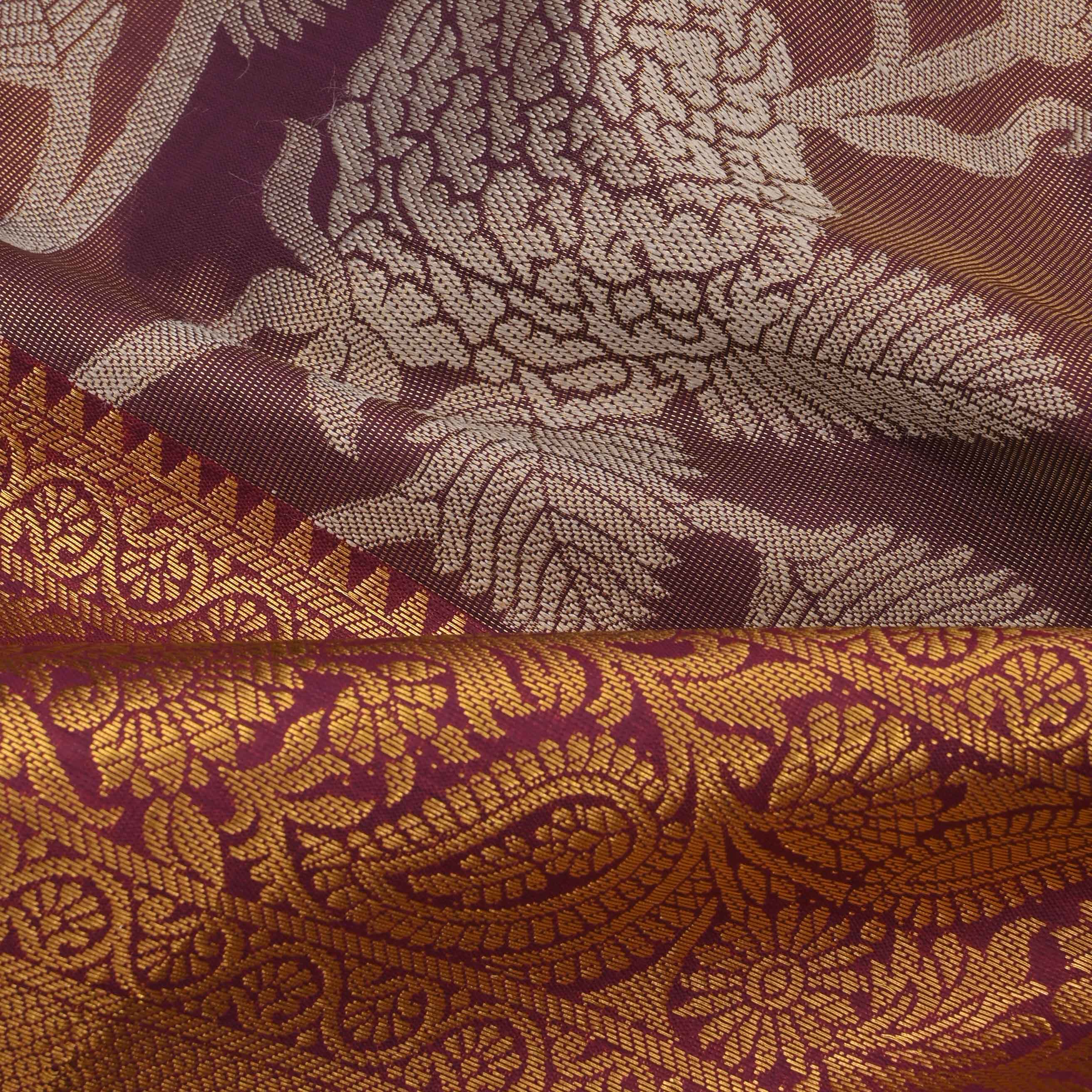 Ash Brown Kanchi Tissue Floral Fabric