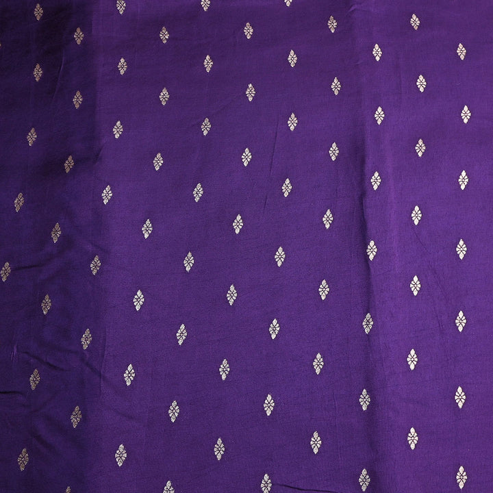 Metallic Purple Floral Butti Banarasi Silk Fabric