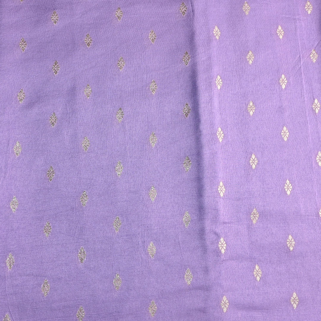 Cool Purple Floral Butti Banarasi Silk Fabric