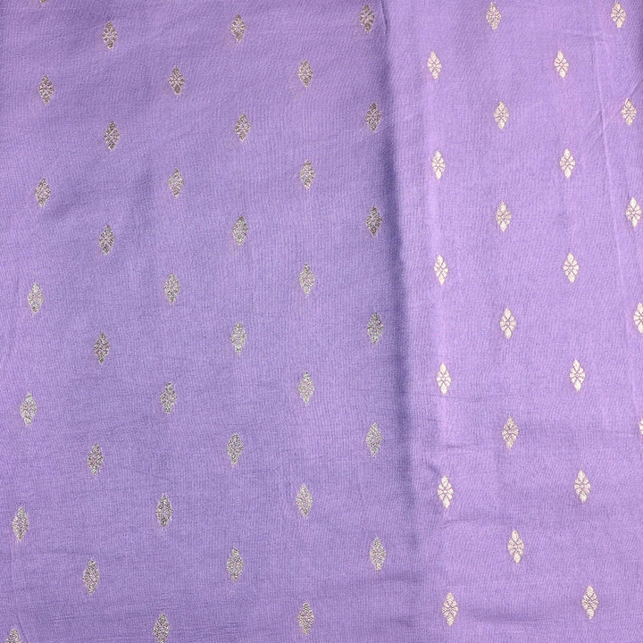 Cool Purple Floral Butti Banarasi Silk Fabric