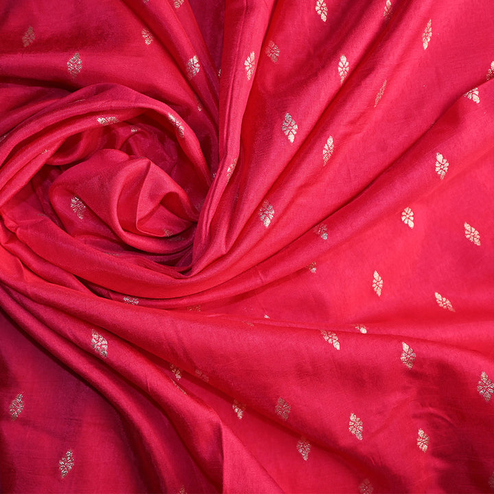 Rani Pink Floral Butti Banarasi Silk Fabric