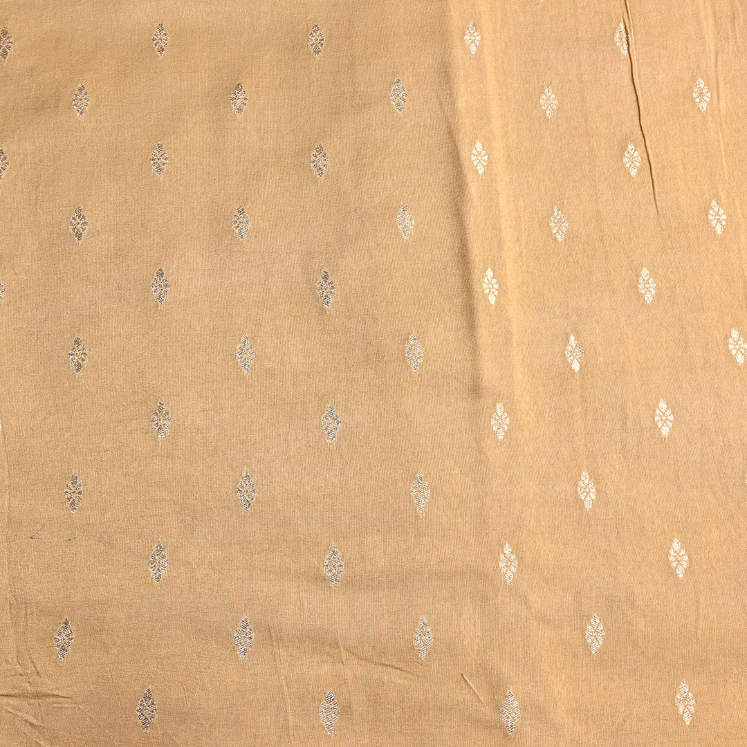 Cream Floral Butti Banarasi Silk Fabric