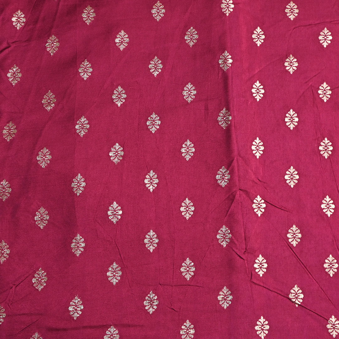 Grape Purple Floral Butti Banarasi Silk Fabric