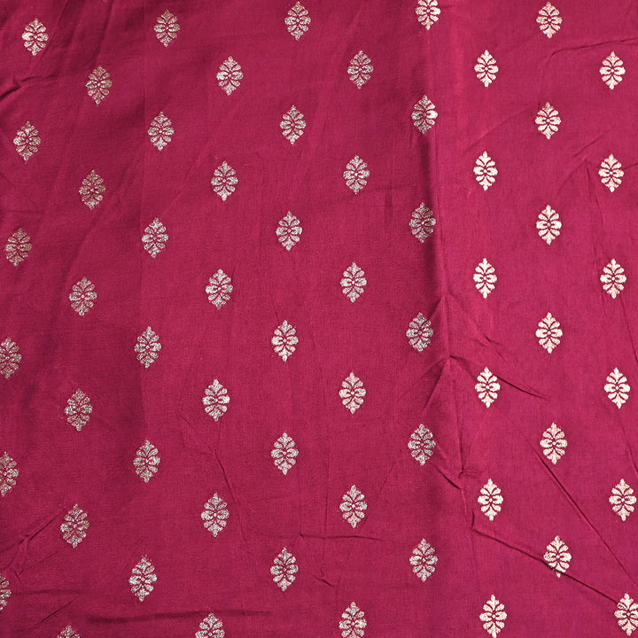 Grape Purple Floral Butti Banarasi Silk Fabric