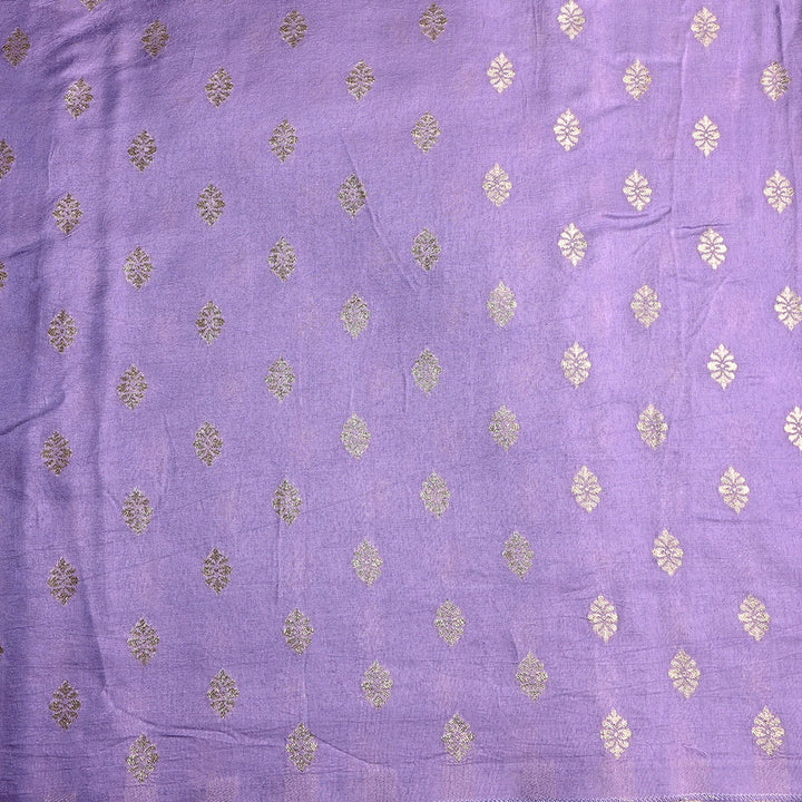 Lilac Blush Purple Floral Butti Banarasi Silk Fabric