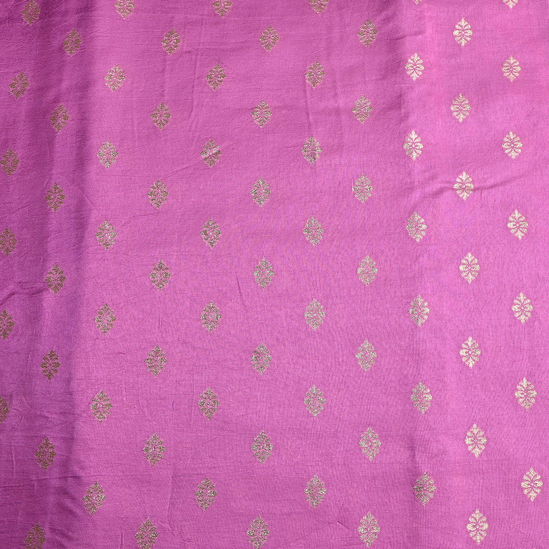 Lilac Purple Floral Butti Banarasi Silk Fabric