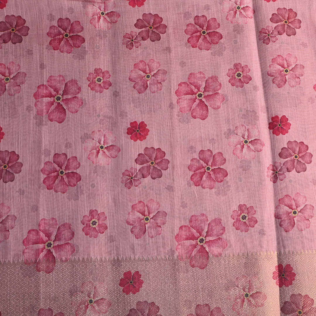 Candy Pink Floral Printed Tissue Fabric