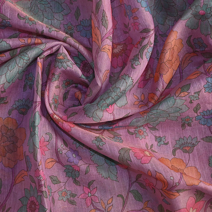 Lavender Floral Printed Tissue Fabric