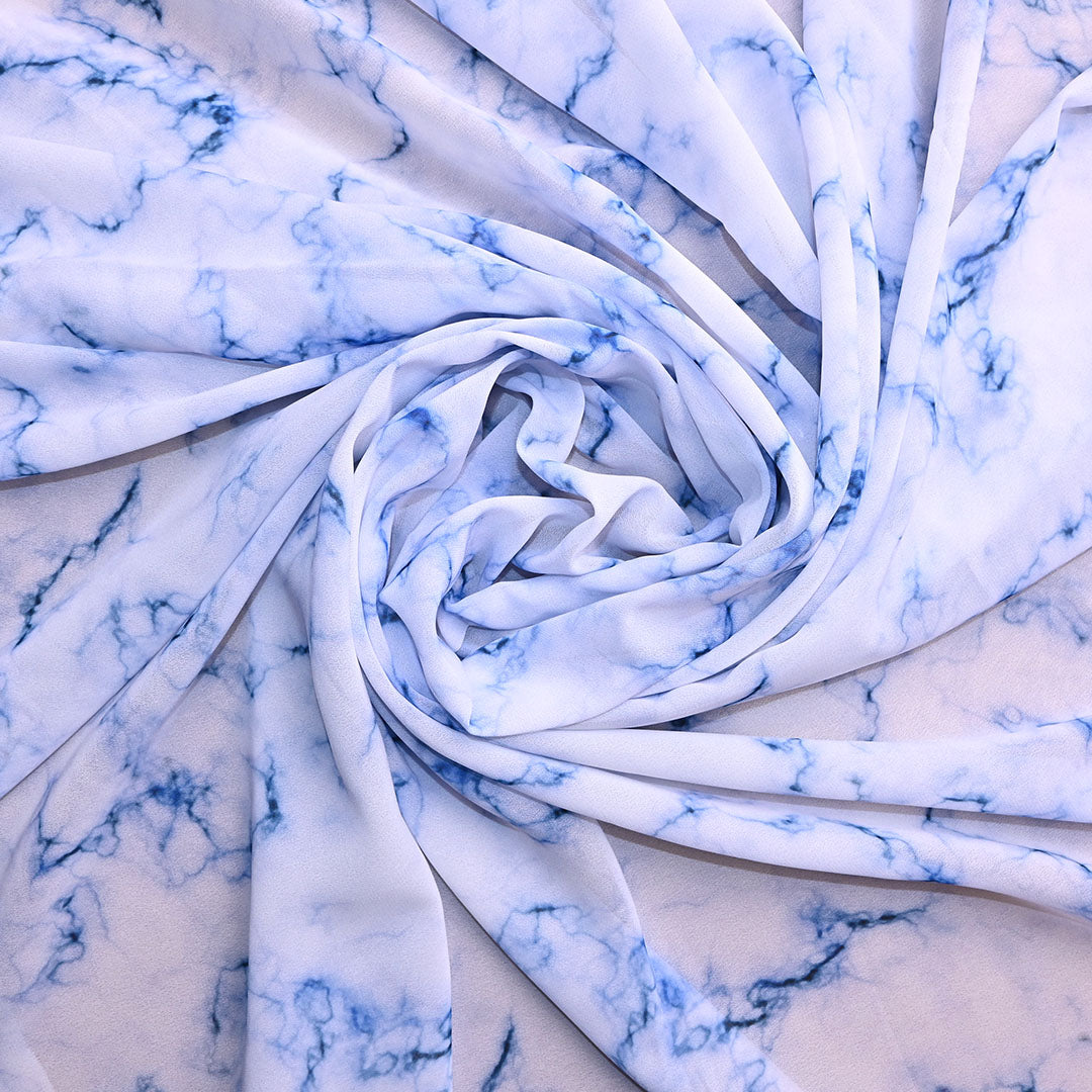 Isabelline White Shibori Printed Georgette Fabric