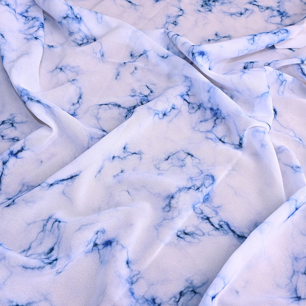 Isabelline White Shibori Printed Georgette Fabric