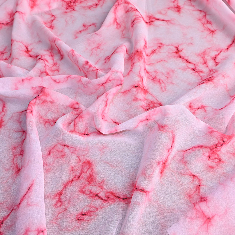 Pastel Pink Georgette Fabric With Abstract Pattern