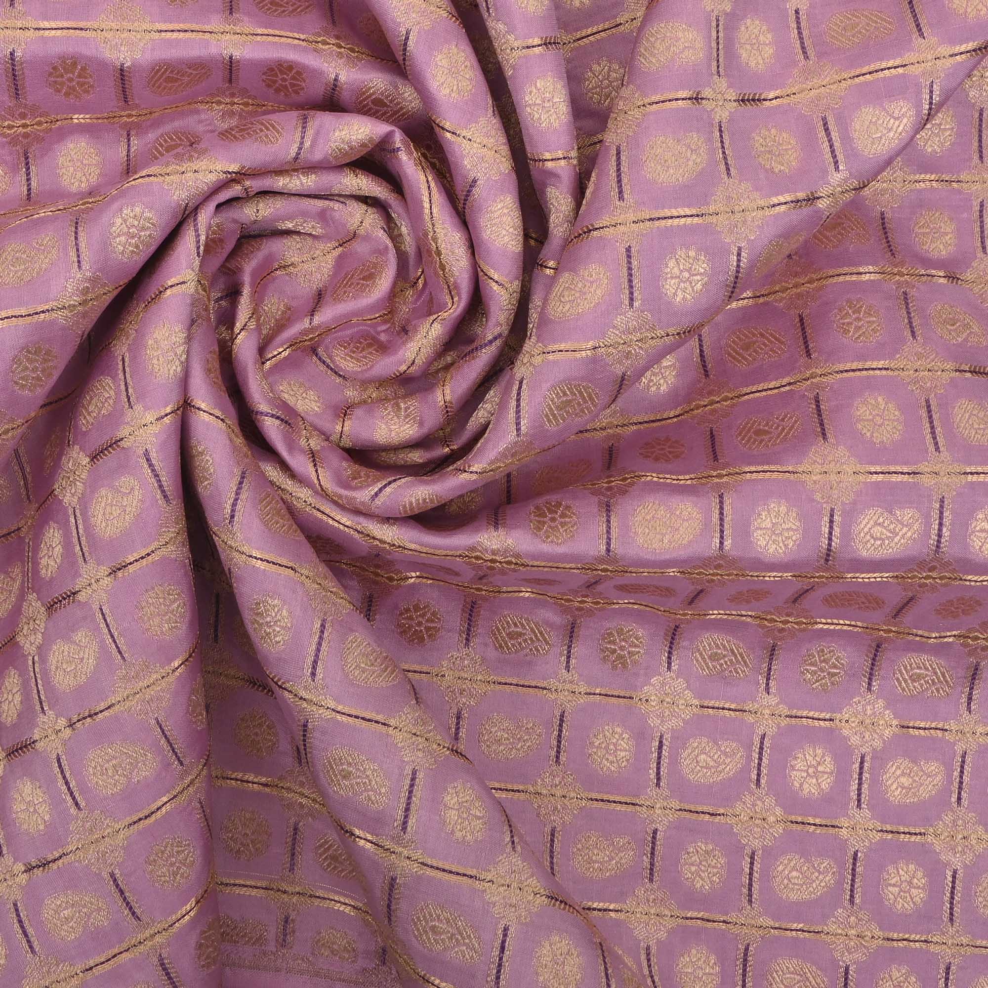 Lavender Banarasi Butta Checks Fabric