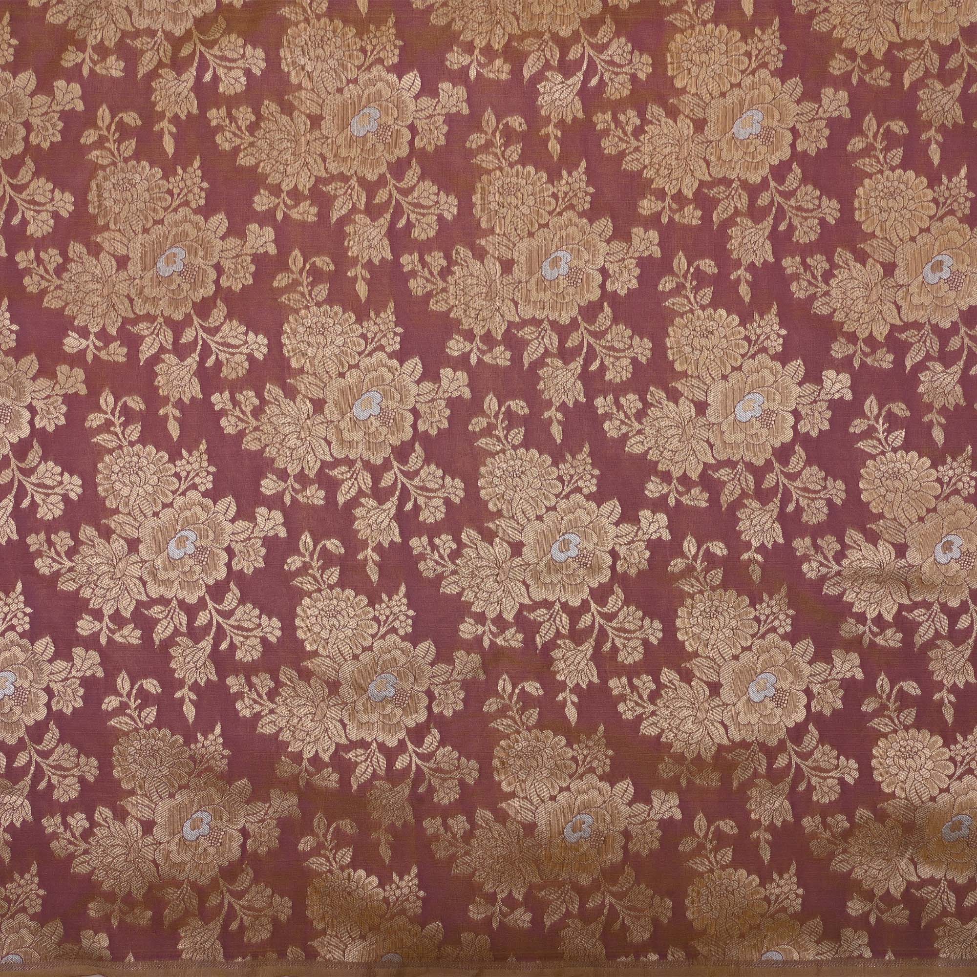 Rose Gold Banarasi Floral Butta Fabric