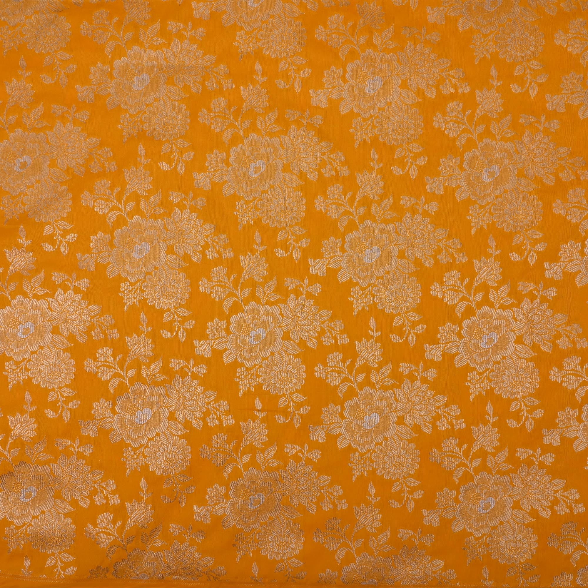 Golden Yellow Floral Jaal Banarasi Fabric