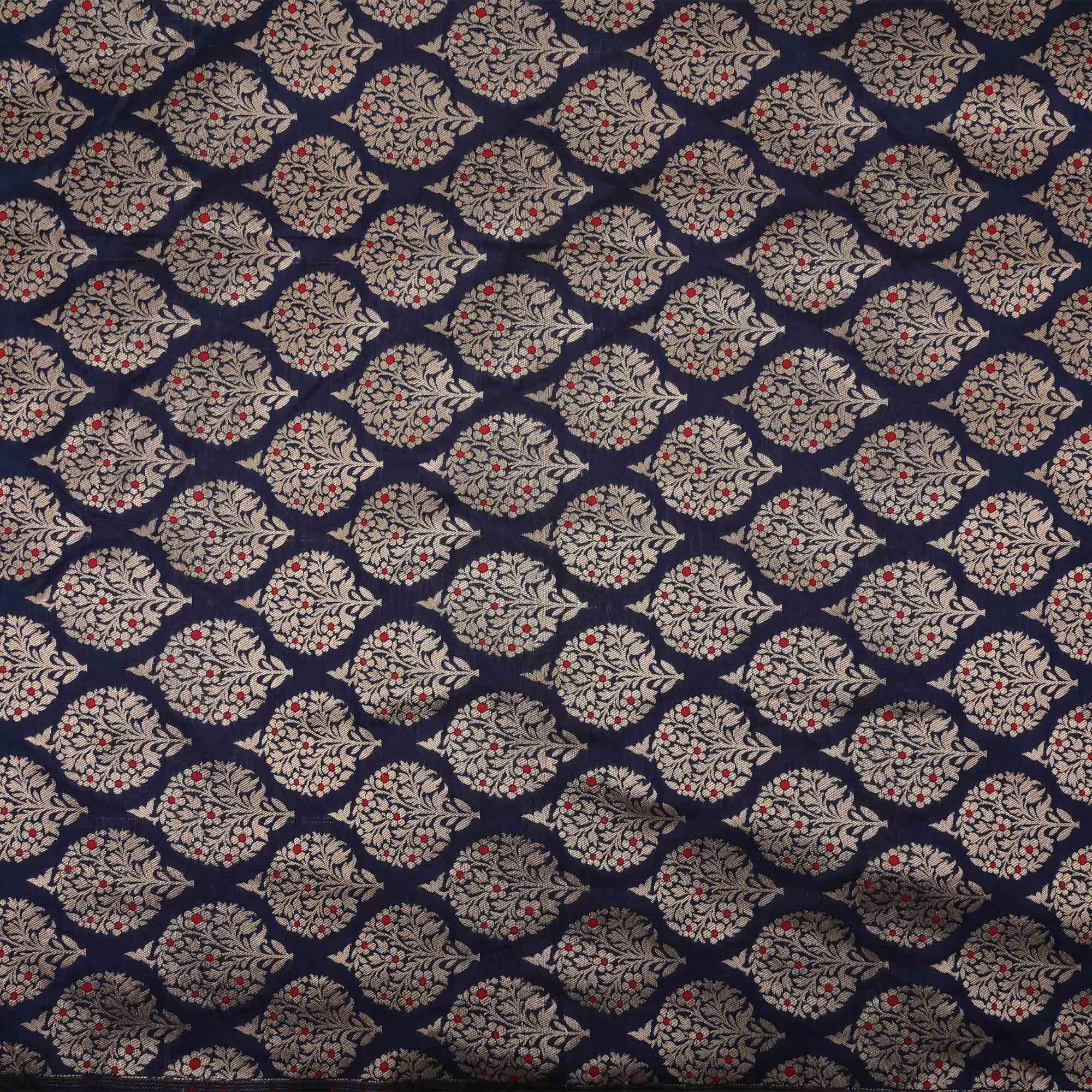 Dark Blue Meenakari Banarasi Butta Fabric