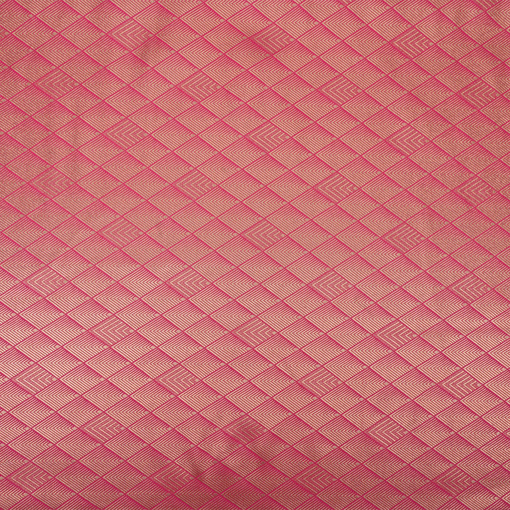 Deep Pink Banarasi Fabric With Geometrical Weave