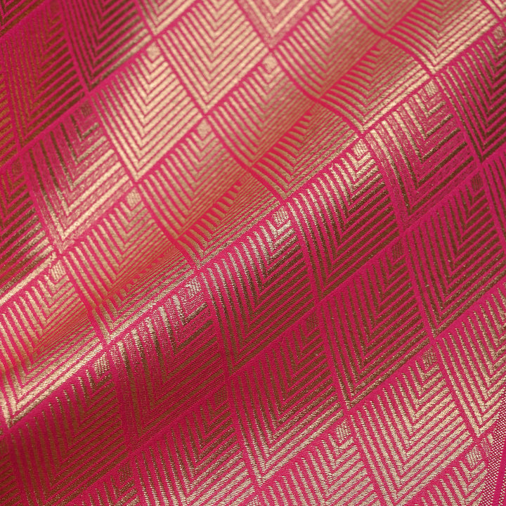 Deep Pink Banarasi Fabric With Geometrical Weave