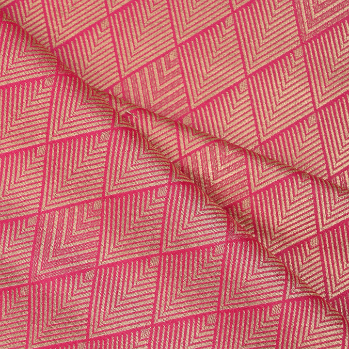 Deep Pink Banarasi Fabric With Geometrical Weave