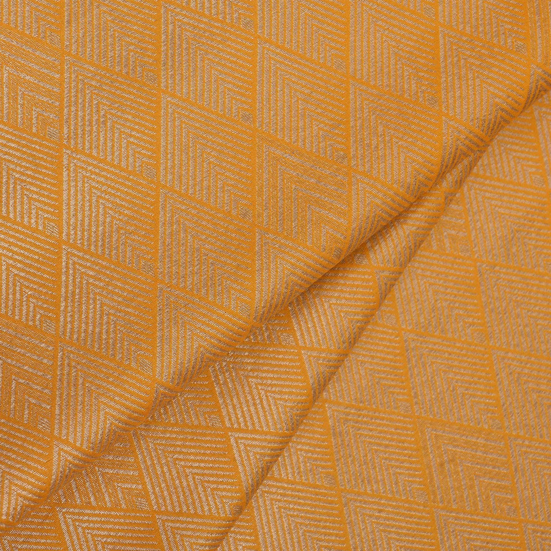 Golden Yellow Banarasi Fabric With Geometrical Weave