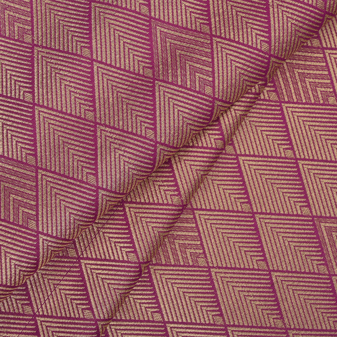 Dark Magenta Banarasi Fabric With Geometrical Weave